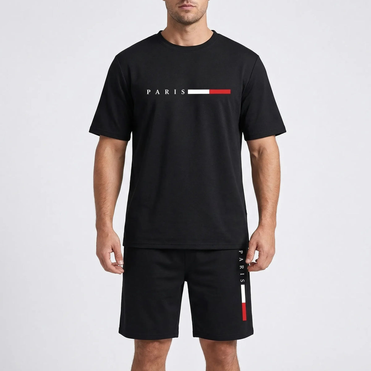 Herren-Trainingsanzug Mesh atmungsaktiv leicht Kurzarm Rundhals