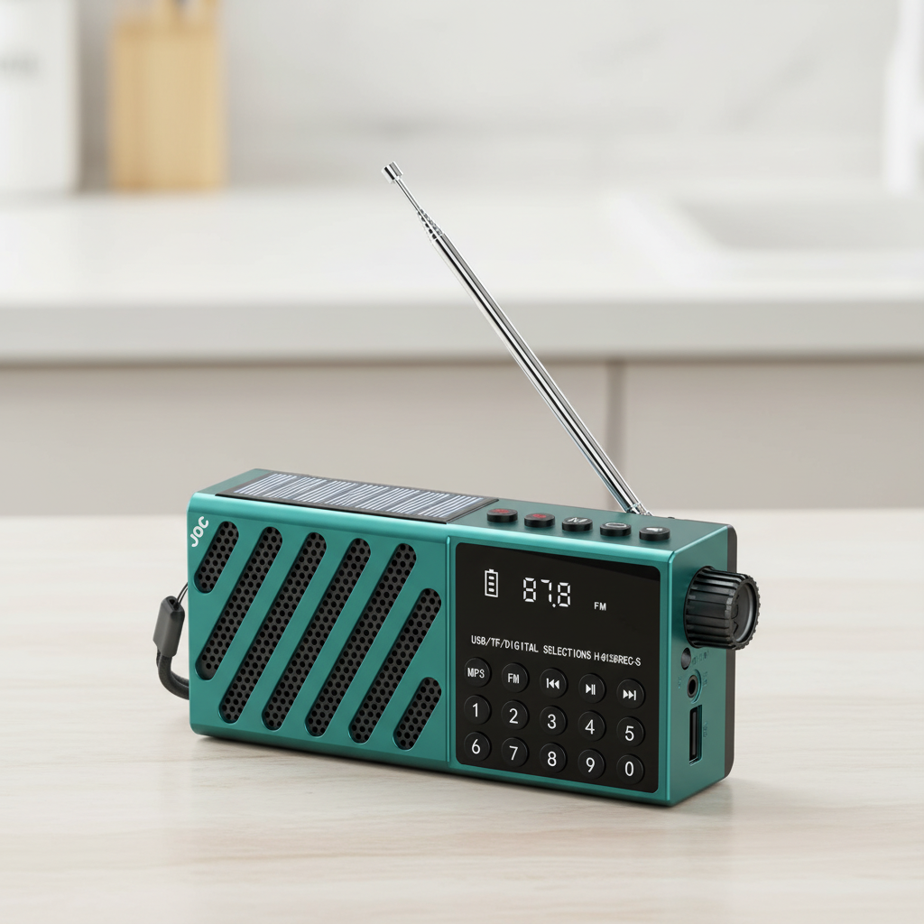 Tragbares Solar-Radio FM Bluetooth wiederaufladbar kompakt