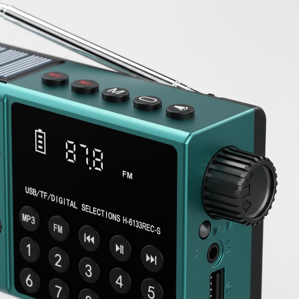 Tragbares Solar-Radio FM Bluetooth wiederaufladbar kompakt