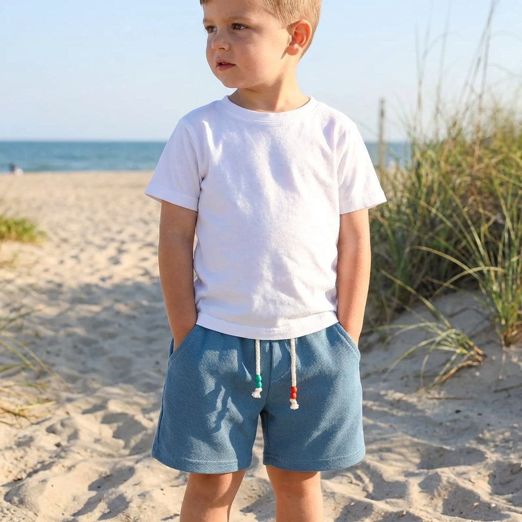 Kinder-Freizeit-Shorts elastischer Bund Pastellfarben