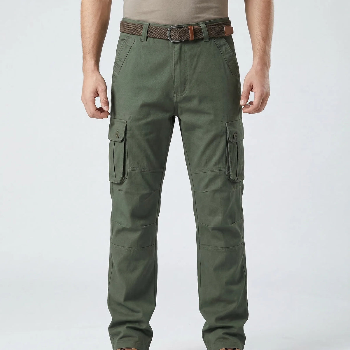 Herren-Cargohose mit mehreren Knopftaschen, gerader Schnitt, Outdoor