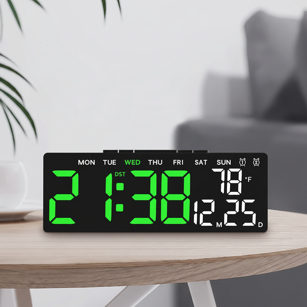 Digitaler LED-Wecker mit großem Display, Temperaturanzeige und Nachtmodus