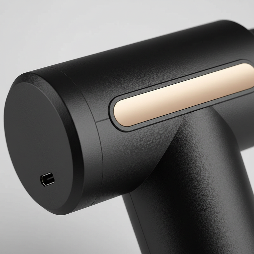 Tragbarer Percussion-Massager mit austauschbaren Massageköpfen für Tiefenmassage