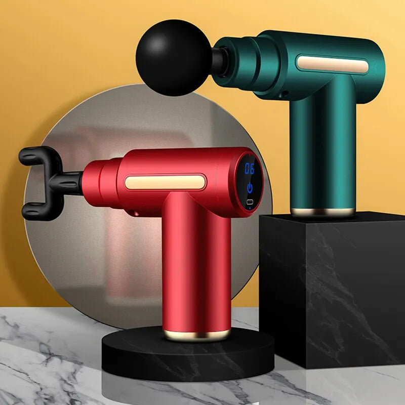 Tragbarer Percussion-Massager mit austauschbaren Massageköpfen für Tiefenmassage