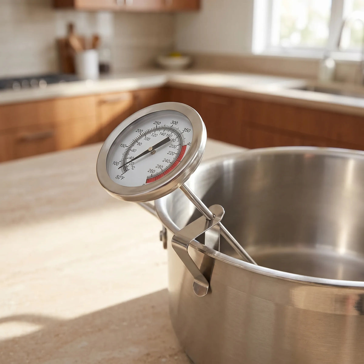 Frittierthermometer Langsonde analoges Zifferblatt Pfannenklemme