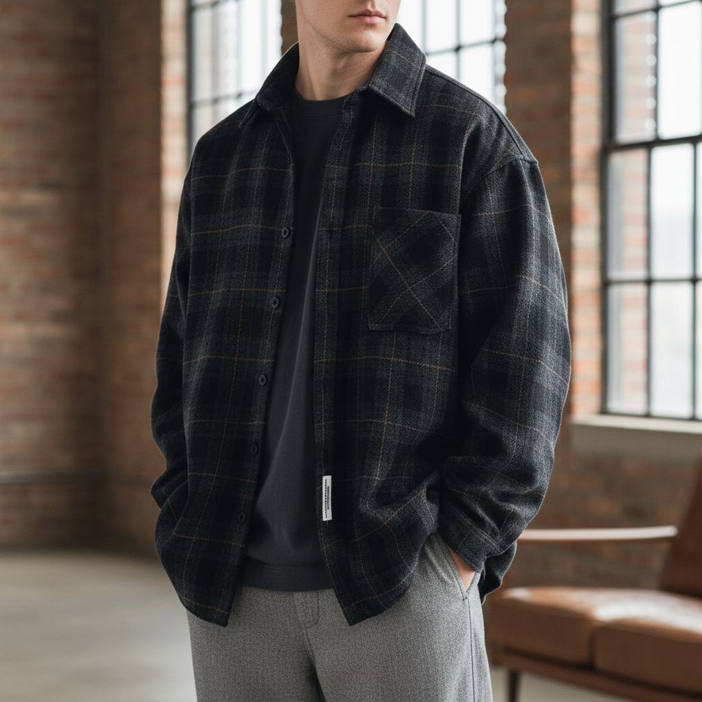 Flanellhemd Karo übergrosse warm Winter Bürstenstoff Streetwear