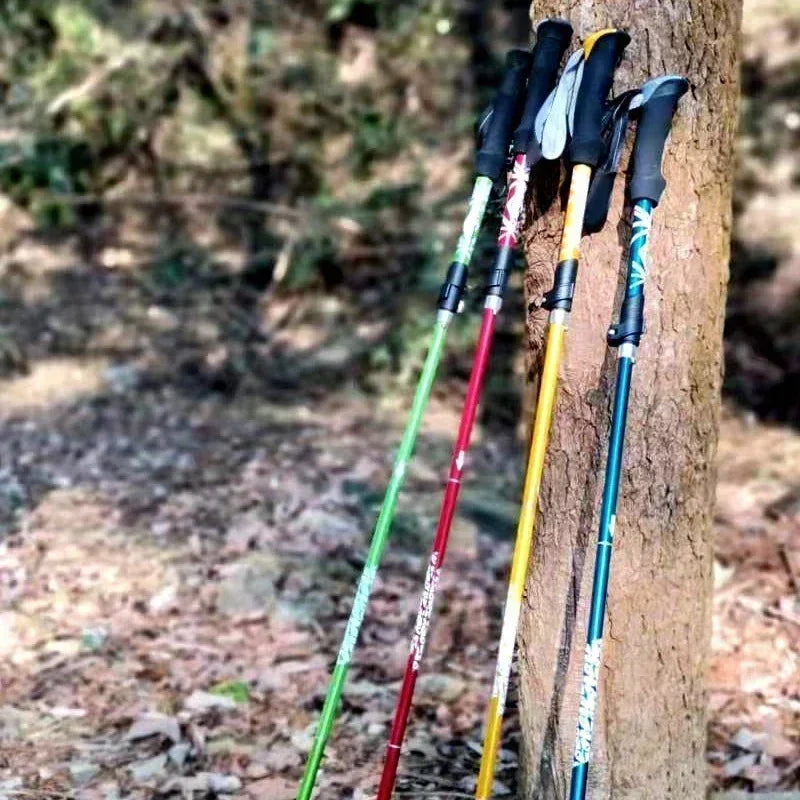 Ultraleichte faltbare Trekkingstöcke mit EVA-Griffen und Hartmetall-Spitzen