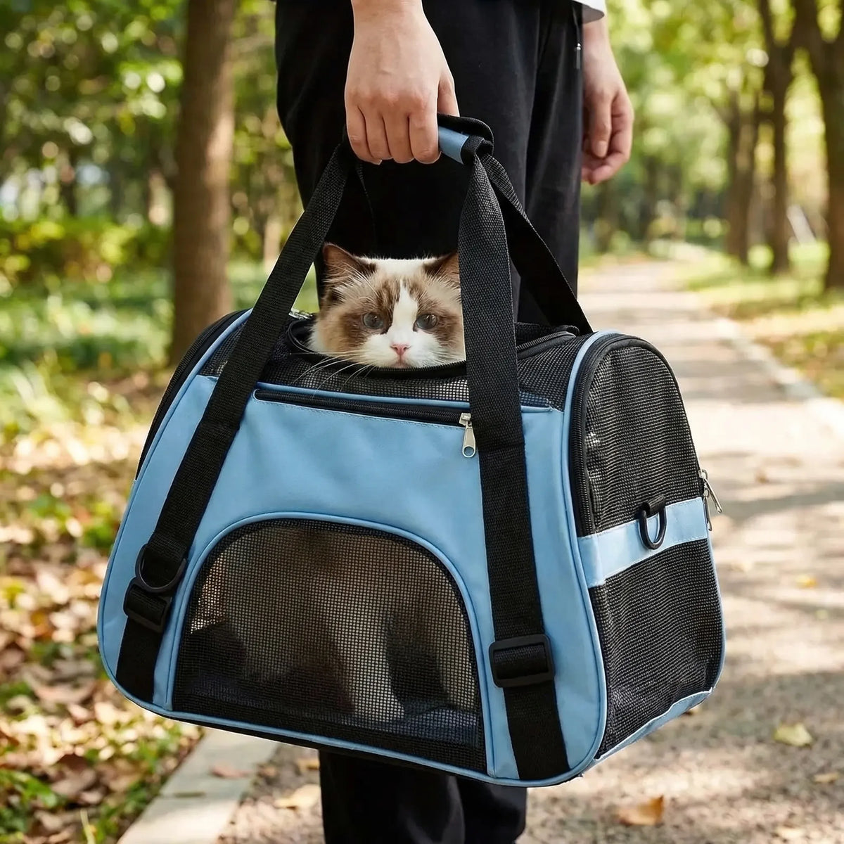 Kleintiertransporttasche atmungsaktives Mesh starres Gestell Hunde Katzen
