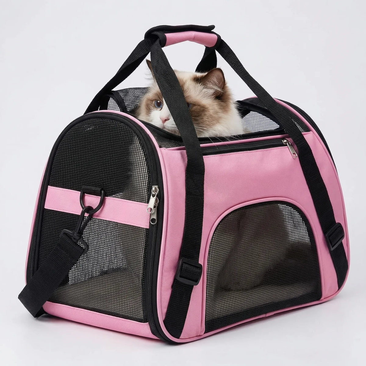 Kleintiertransporttasche atmungsaktives Mesh starres Gestell Hunde Katzen