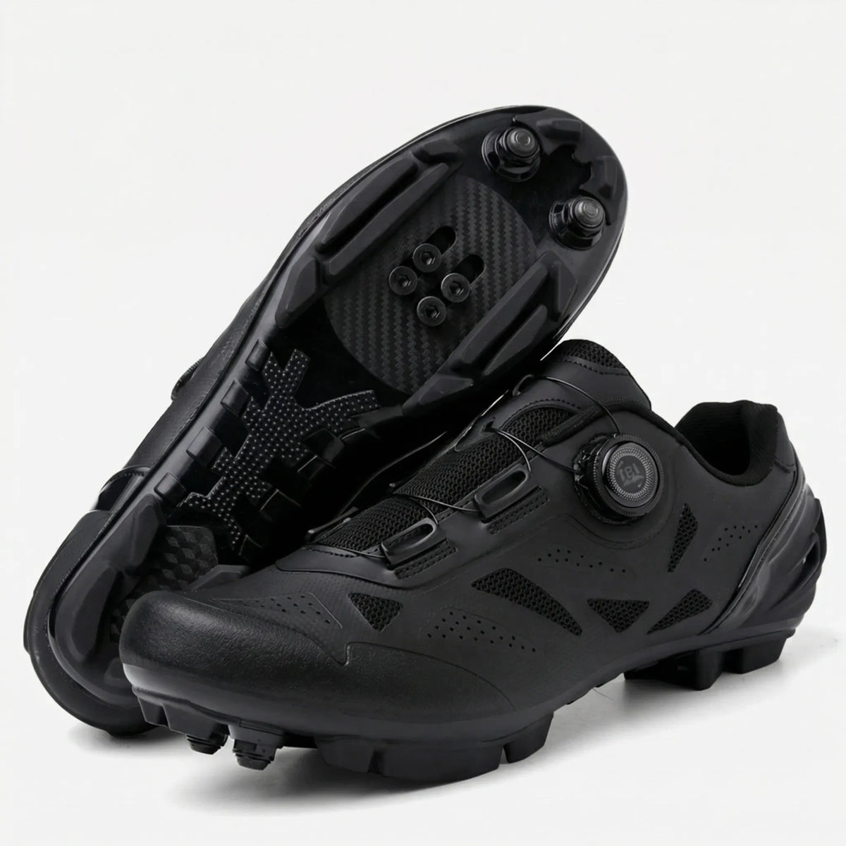 Mountainbike-Schuh mit SPD-Cleats-Kompatibilität, Drehverschluss und Profilsohle