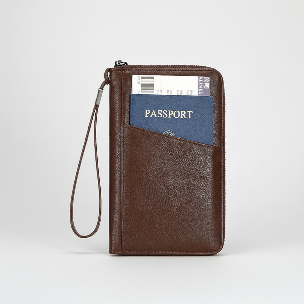 Reisepass-Geldbörse RFID-Schutz Organizer Handschlaufe Mikrofaser