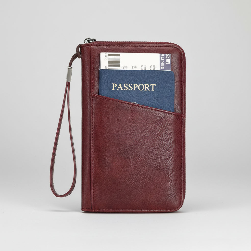 Reisepass-Geldbörse RFID-Schutz Organizer Handschlaufe Mikrofaser