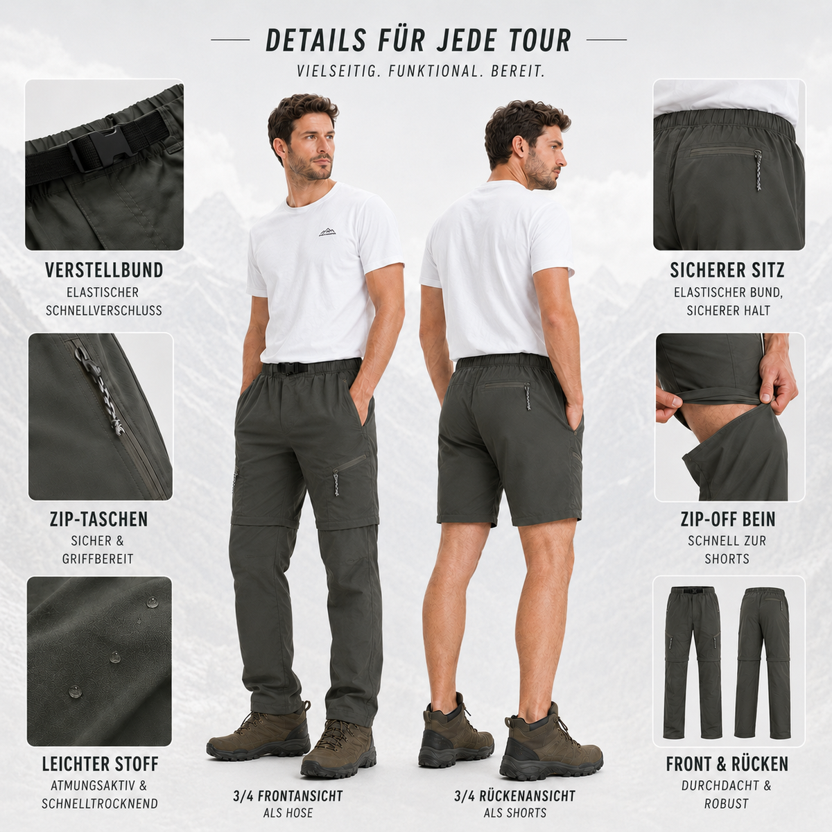 Camp Basel | Traxlite Abzippbare Taktische Wanderhose