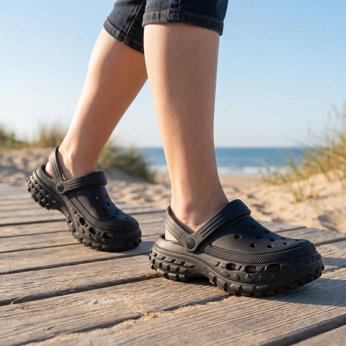 Platform-Sommerklog mit rutschfester Sohle und Belüftungsöffnungen