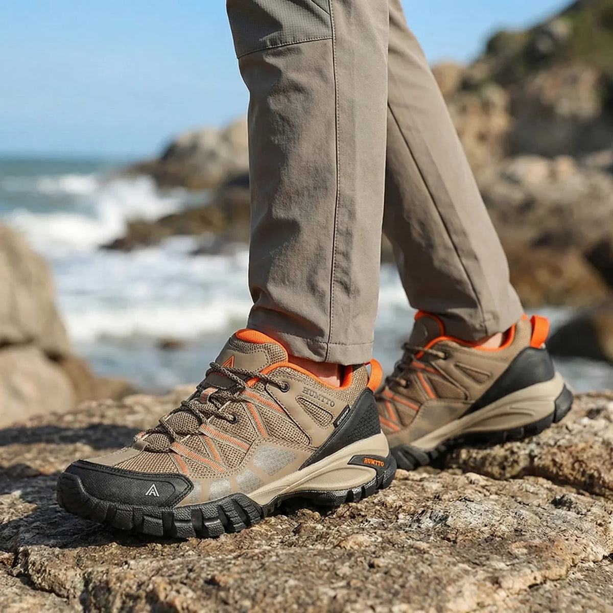 Herren-Wanderschuh atmungsaktiv Schnürung gepolsterte Sohle Trekkingschuh