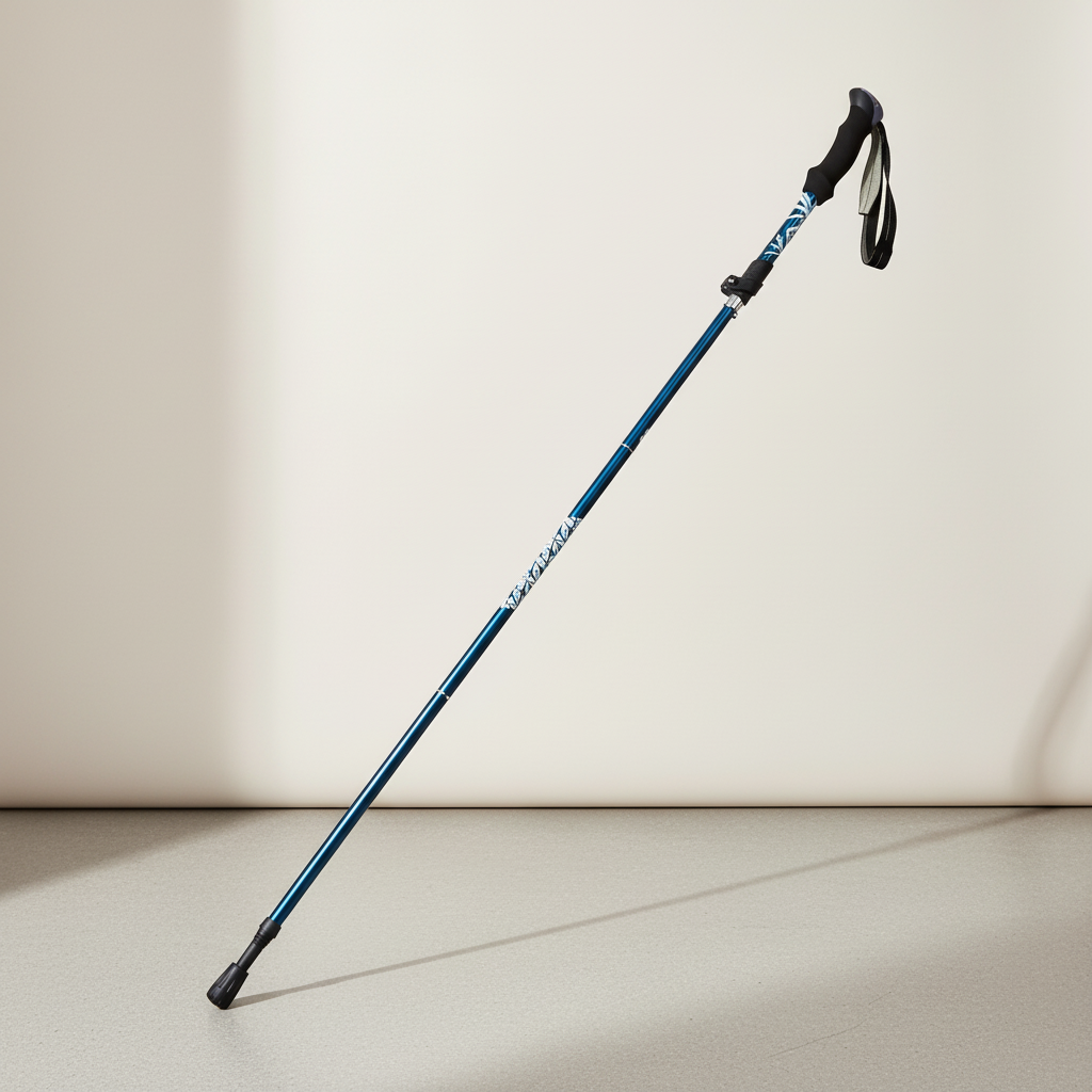 Wanderstock fünfteilig Faltstock Aluminium mit Schaumstoffgriff