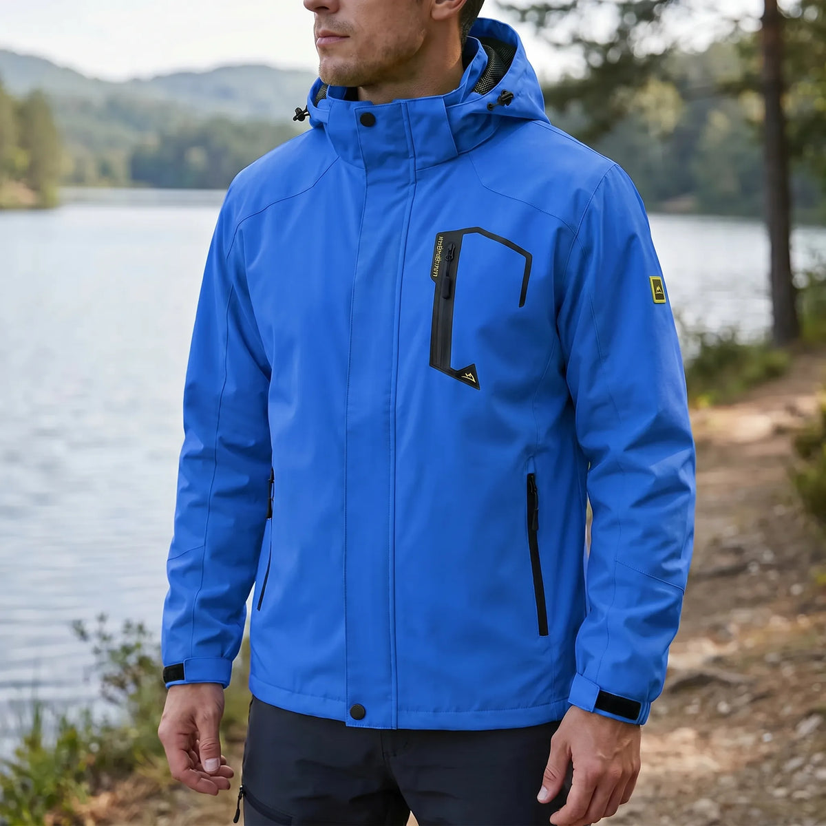 Leichte Wanderjacke mit Kapuze wasserabweisend Mesh-Futter