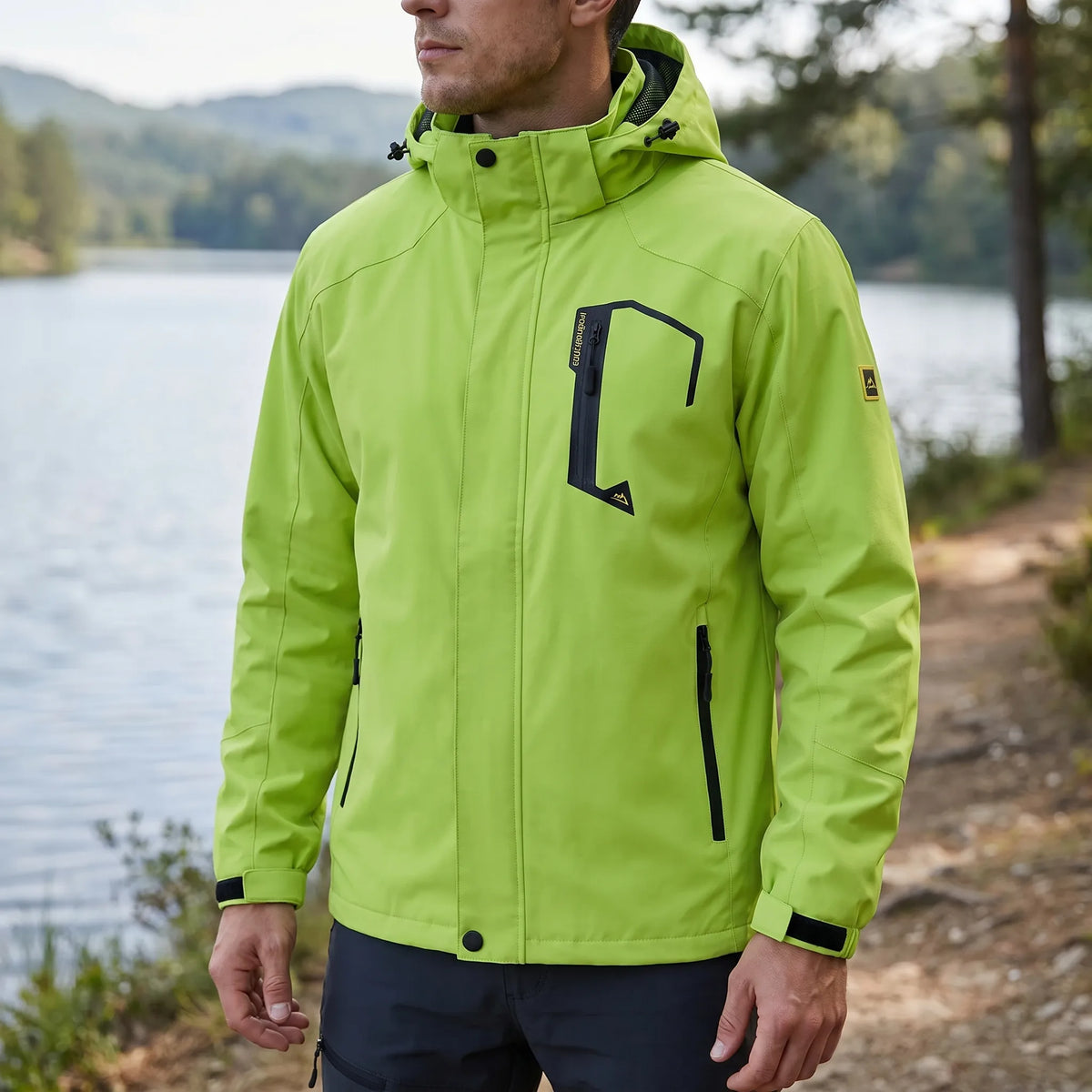Leichte Wanderjacke mit Kapuze wasserabweisend Mesh-Futter