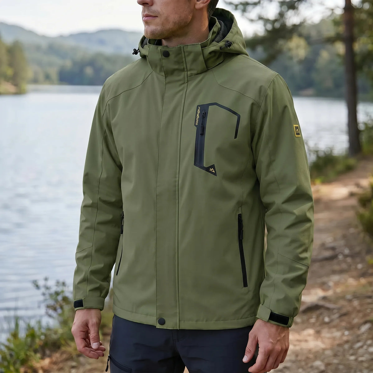 Leichte Wanderjacke mit Kapuze wasserabweisend Mesh-Futter