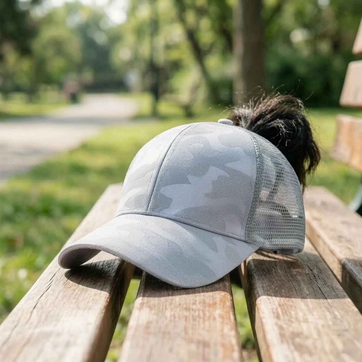 Damen-Baseballmütze mit Pferdeschwanzöffnung, atmungsaktiv, verstellbar