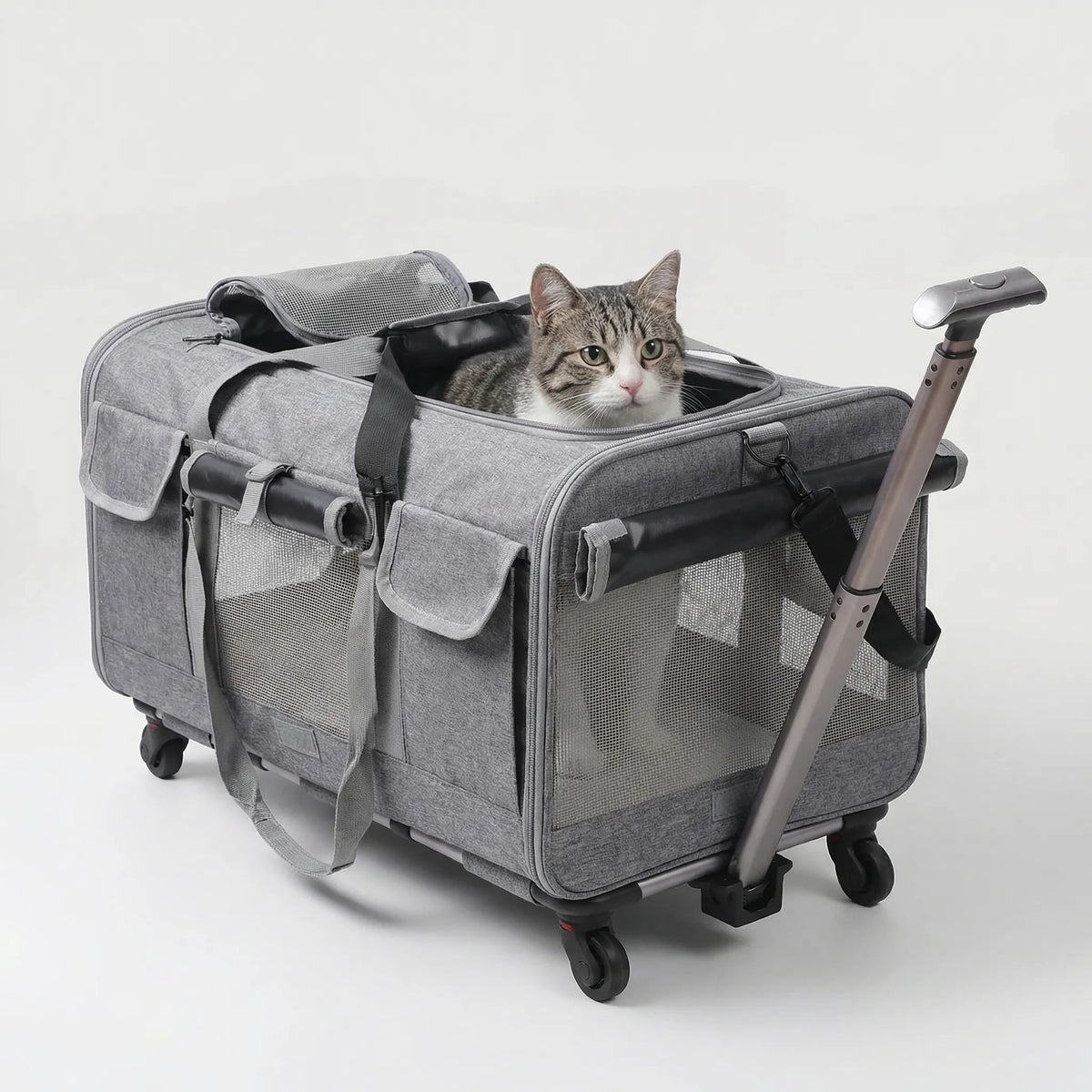 Übergroße Haustier-Trolley-Box mit abnehmbarem Transportbehälter klappbar