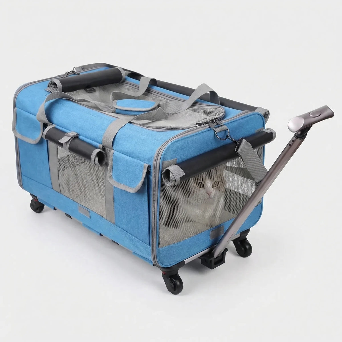 Übergroße Haustier-Trolley-Box mit abnehmbarem Transportbehälter klappbar