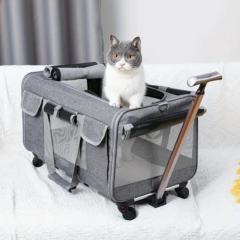 Übergroße Haustier-Trolley-Box mit abnehmbarem Transportbehälter klappbar