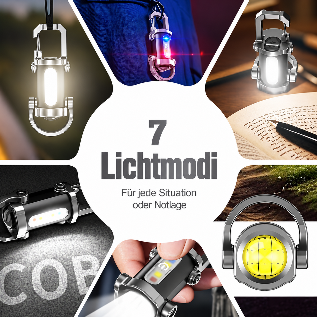 Camp Basel | USB-C Wiederaufladbare Schlüsselanhänger-Taschenlampe 500 Lumen EDC Mini-Licht IPX6 Wasserdicht
