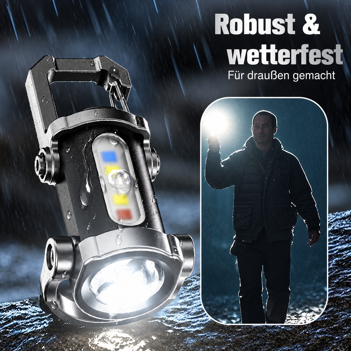 Camp Basel | USB-C Wiederaufladbare Schlüsselanhänger-Taschenlampe 500 Lumen EDC Mini-Licht IPX6 Wasserdicht