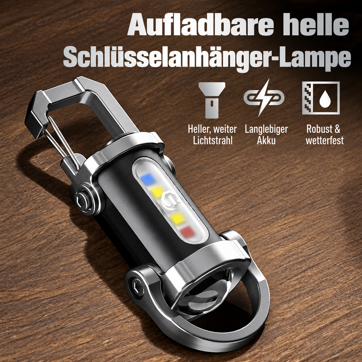 Camp Basel | USB-C Wiederaufladbare Schlüsselanhänger-Taschenlampe 500 Lumen EDC Mini-Licht IPX6 Wasserdicht