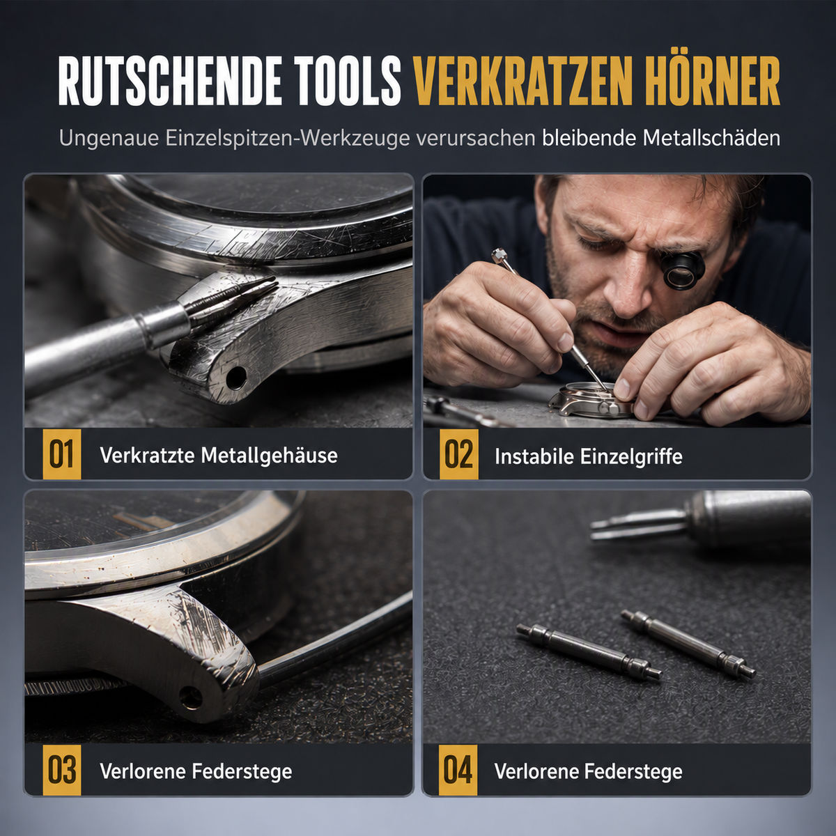 Camp Basel | Uhrenreparaturwerkzeug V-förmige Federstegzange und Pinzetten-Set zur Armbandentfernung