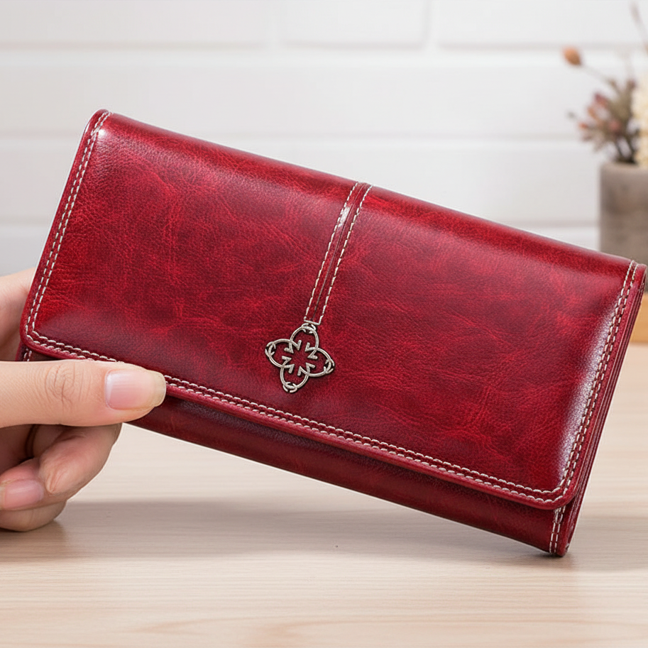 Lange Damenbrieftasche mit Kartenfächern und Münzfach