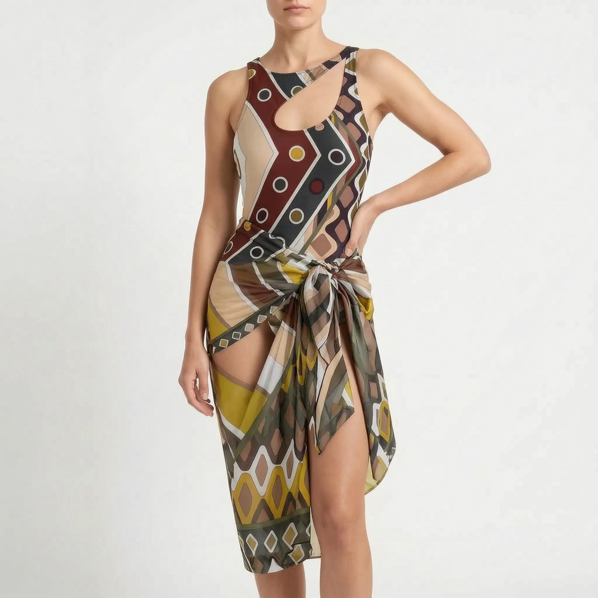 Nordspur | Varelsa Asymmetrischer Badeanzug Damen Mit Geometrischem Muster