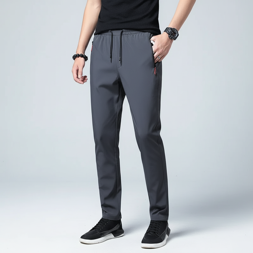 Schmale Jogger-Hose mit elastischem Bund und Reißverschlusstaschen