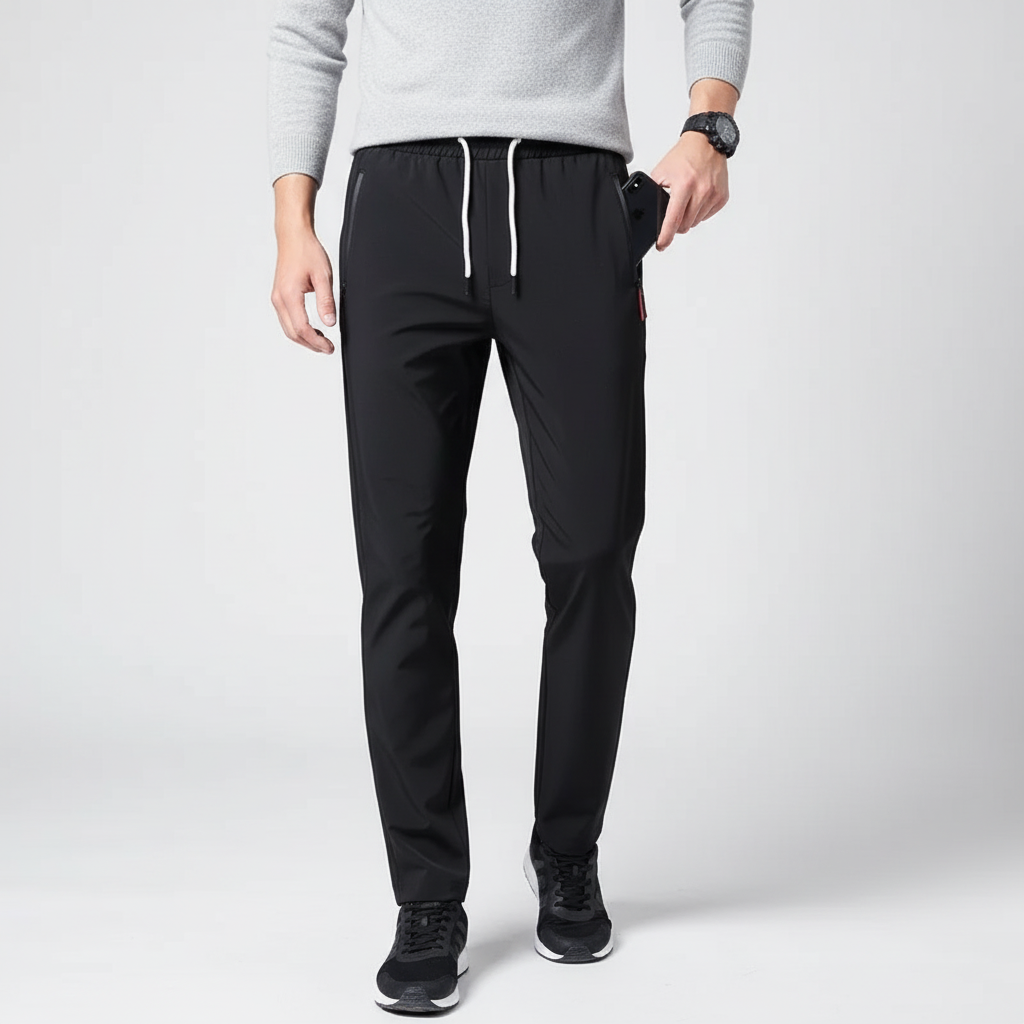 Schmale Jogger-Hose mit elastischem Bund und Reißverschlusstaschen