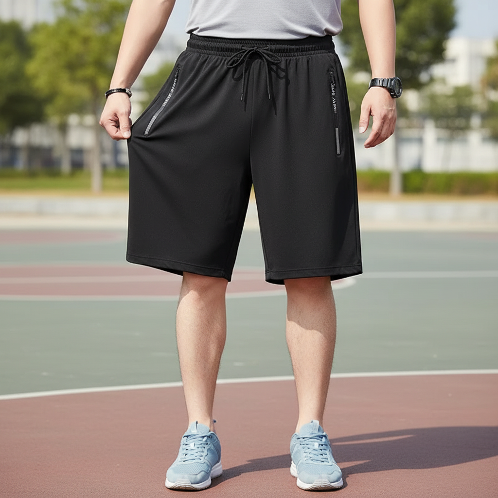 Herren Sportshorts Übergrössen atmungsaktiv mit Reissverschlusstaschen