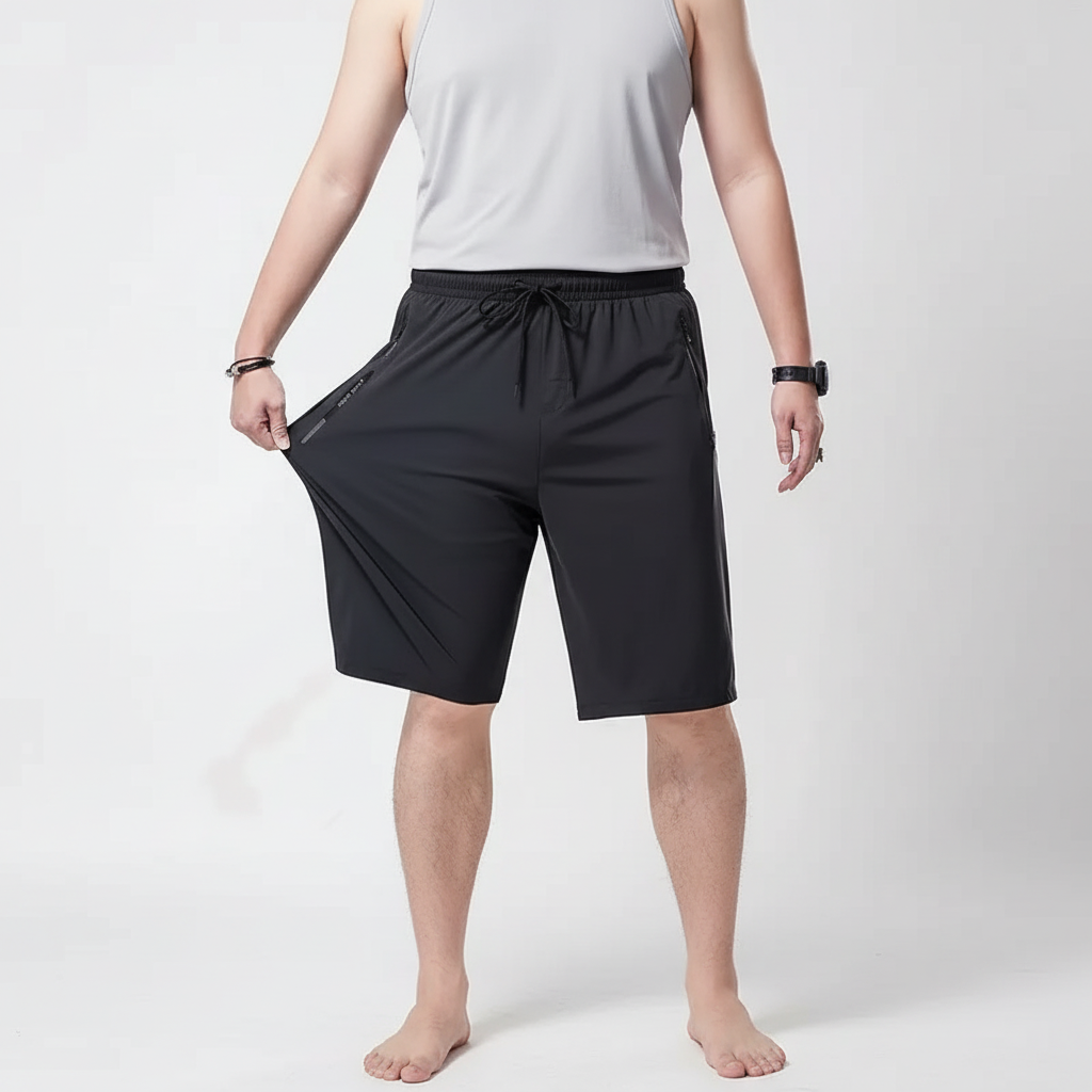 Herren Sportshorts Übergrössen atmungsaktiv mit Reissverschlusstaschen