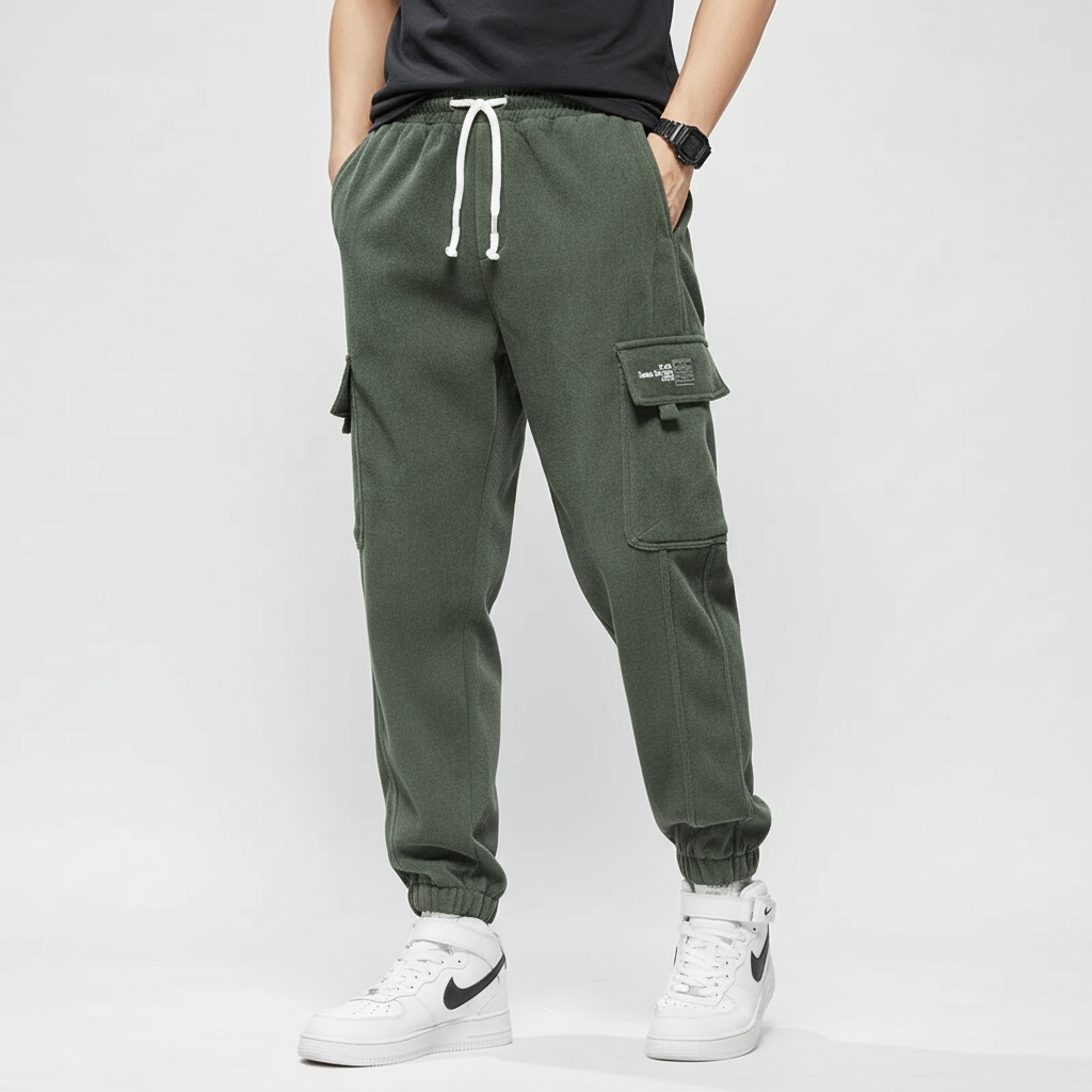 Herren-Cargo-Jogging-Hosen elastische Taille entspannter Schnitt