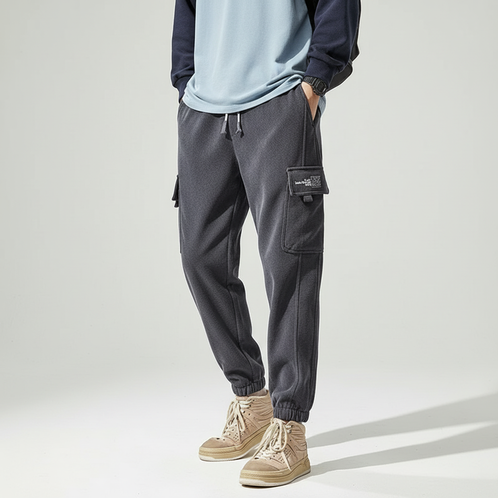 Herren-Cargo-Jogging-Hosen elastische Taille entspannter Schnitt