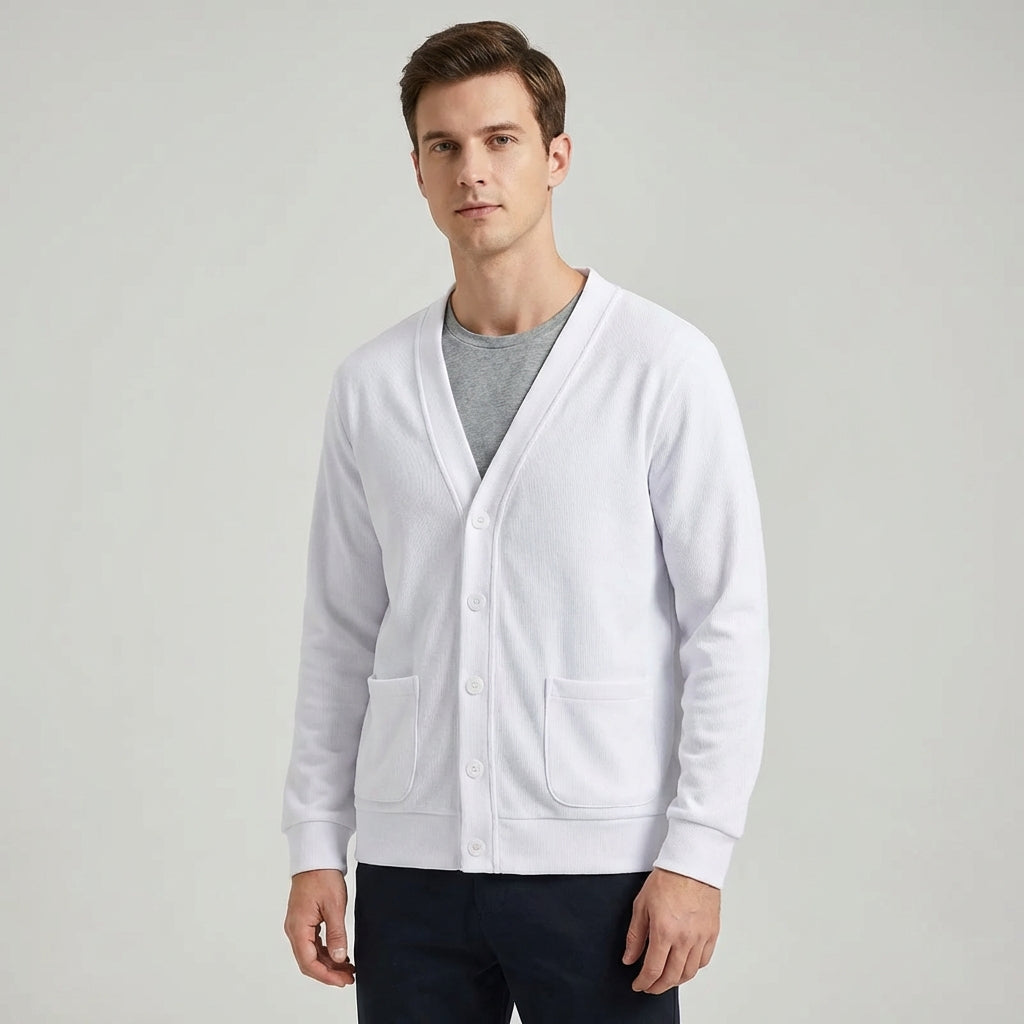 Herren V-Ausschnitt Cardigan mit Knopfleiste und Taschen