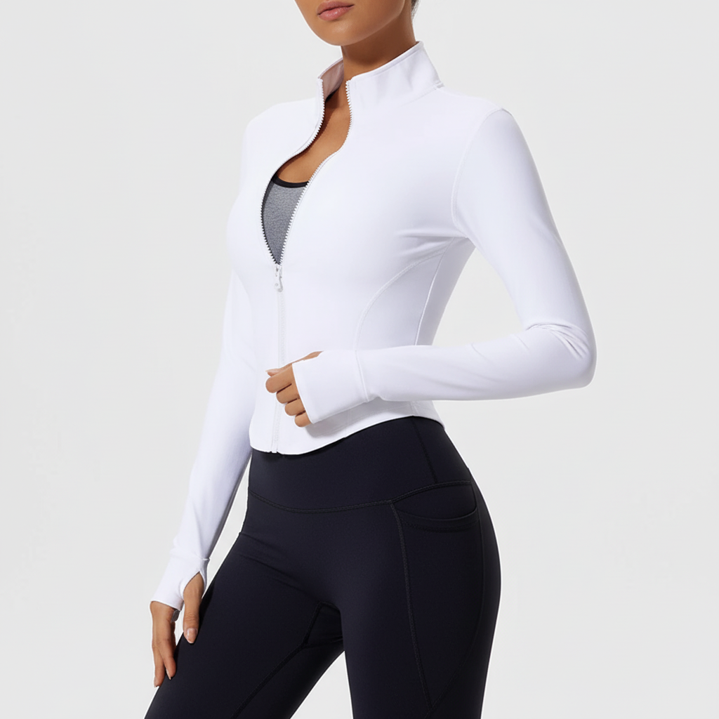 Damen Langarm-Sportjacke figurbetonter Schnitt schnelltrocknend