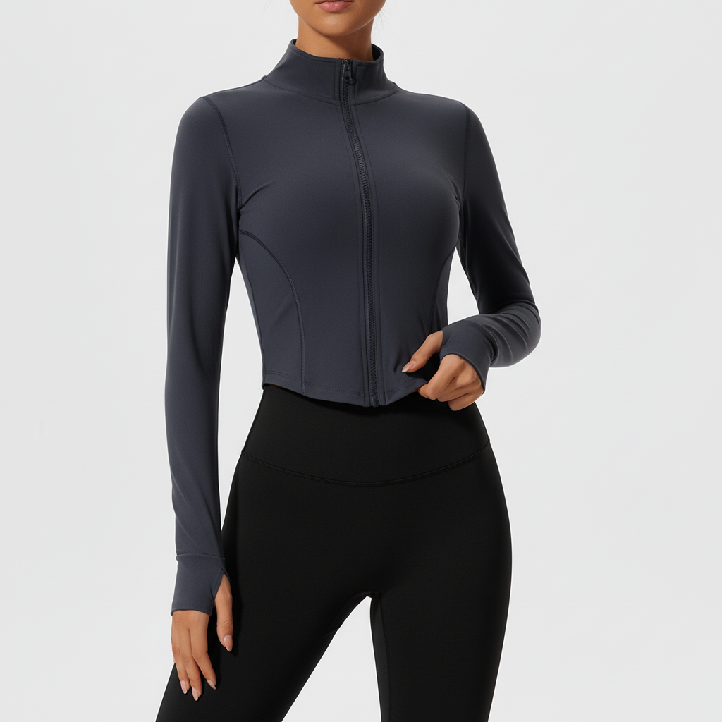 Damen Langarm-Sportjacke figurbetonter Schnitt schnelltrocknend
