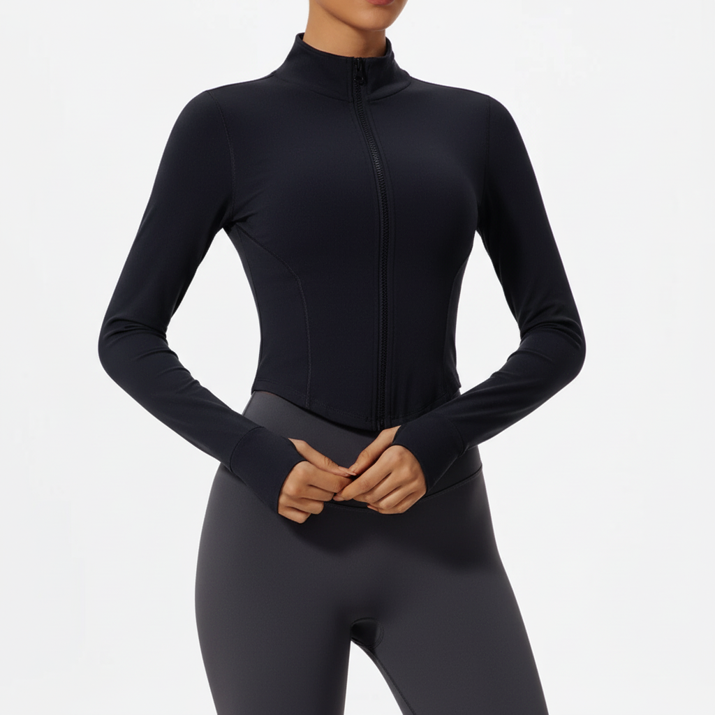 Damen Langarm-Sportjacke figurbetonter Schnitt schnelltrocknend