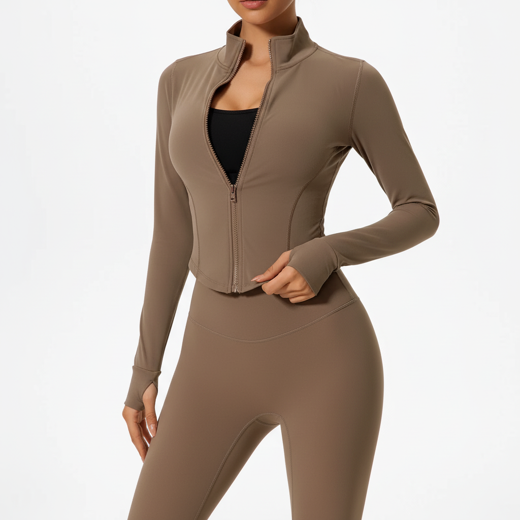 Damen Langarm-Sportjacke figurbetonter Schnitt schnelltrocknend
