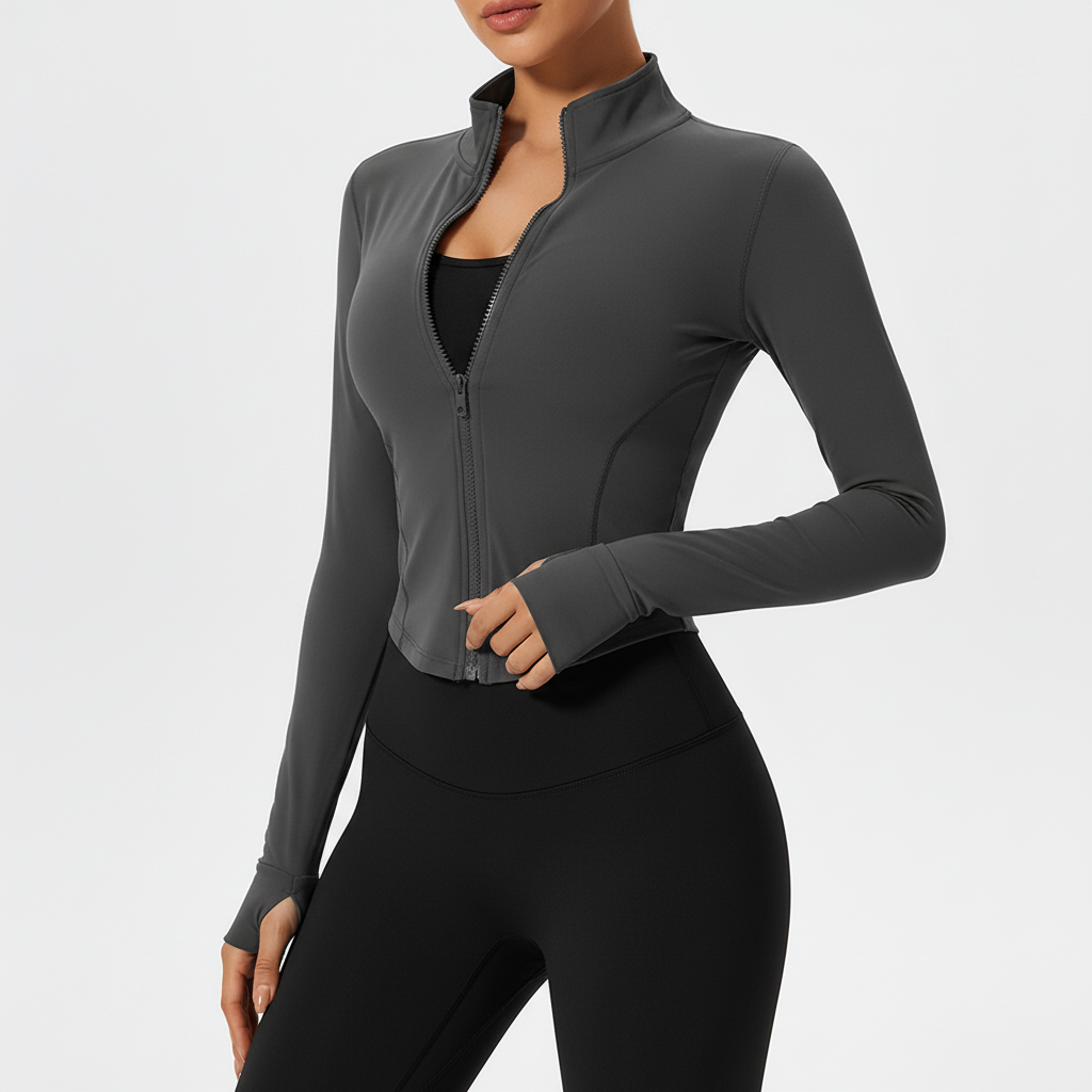 Damen Langarm-Sportjacke figurbetonter Schnitt schnelltrocknend