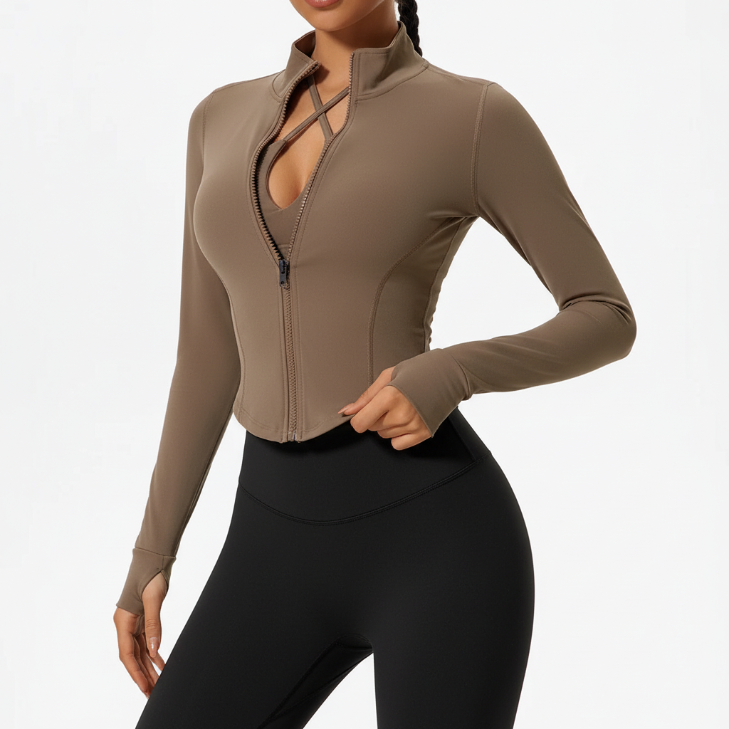 Damen Langarm-Sportjacke figurbetonter Schnitt schnelltrocknend