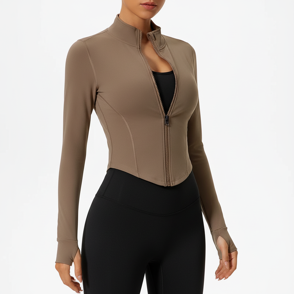 Damen Langarm-Sportjacke figurbetonter Schnitt schnelltrocknend