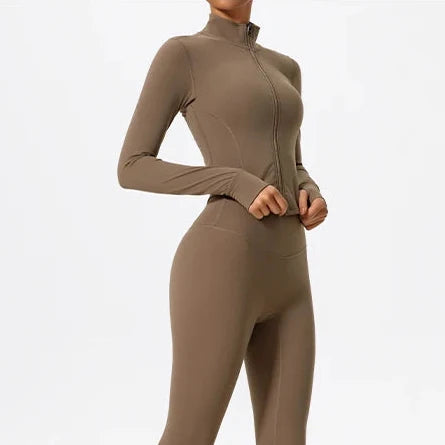 Damen Langarm-Sportjacke figurbetonter Schnitt schnelltrocknend