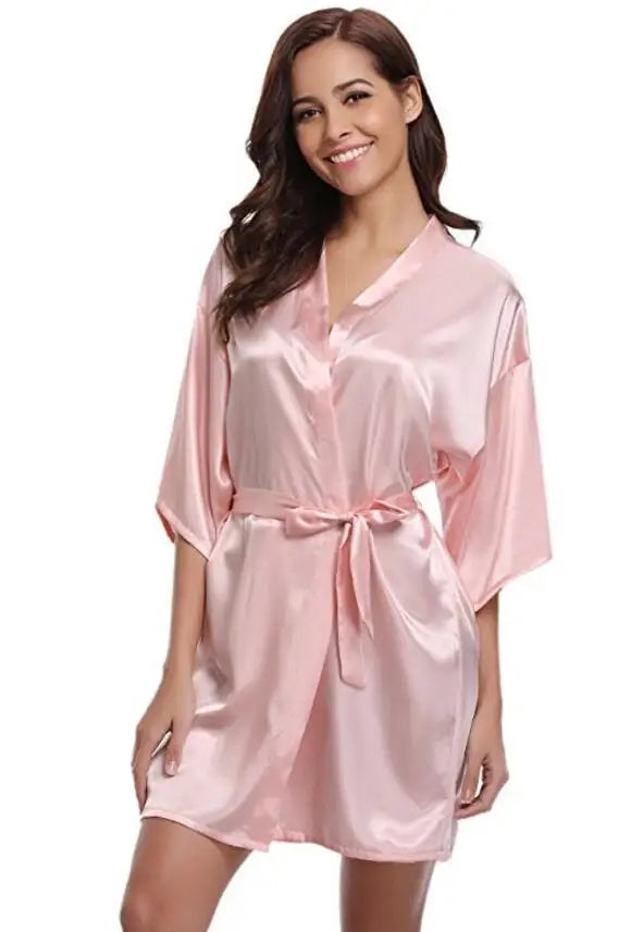 Kurzer Kimono-Bademantel leicht mit verstellbarem Bindewaist