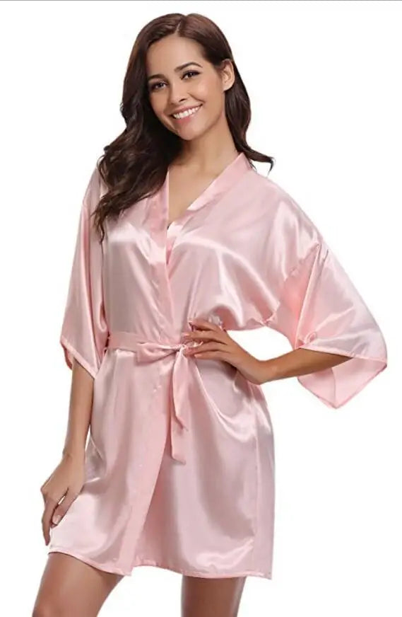Kurzer Kimono-Bademantel leicht mit verstellbarem Bindewaist